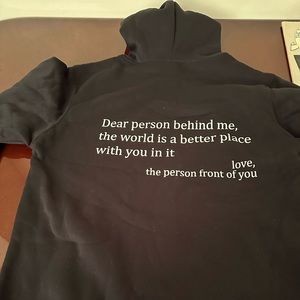 New black hooded sweatshirt XL with motivation wording. Unisex sweatshirt